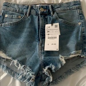 Zara high waisted denim shorts